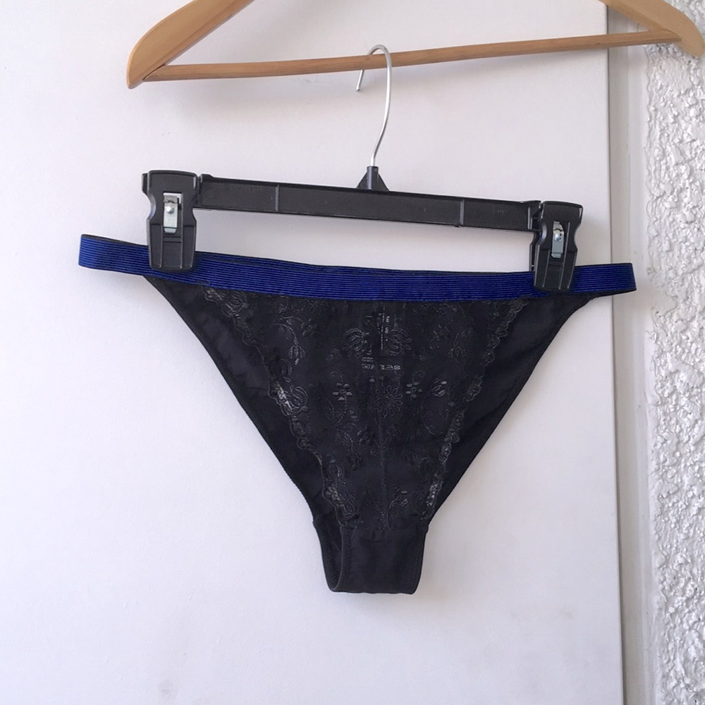 &Other Stories High String Brief Elastic Blue Black Sheer Lace